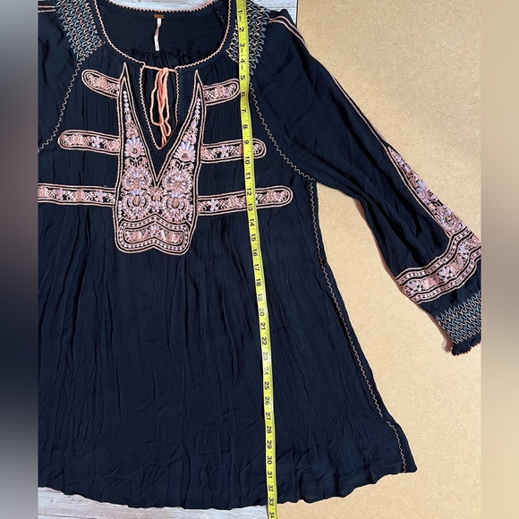 Free People Dress Small Black Embroidery V Neck - Picture 7 of 8